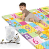 Bébé à quatre pattes sur le tapis d'éveil illustré de chiffres et d'animaux - Bébé Lova