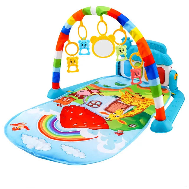 Tapis d’éveil musical motif jungle avec arche colorée et jouets suspendus pour bébé - Bébé Lova