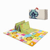 Tapis de jeu éducatif plié en accordéon avec son coffret cadeau, face verte à motifs animaux et chiffres - Bébé Lova