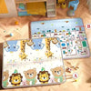Tapis de jeu éducatif pliable double face motif animaux mignons et circuit de voitures - Bébé Lova