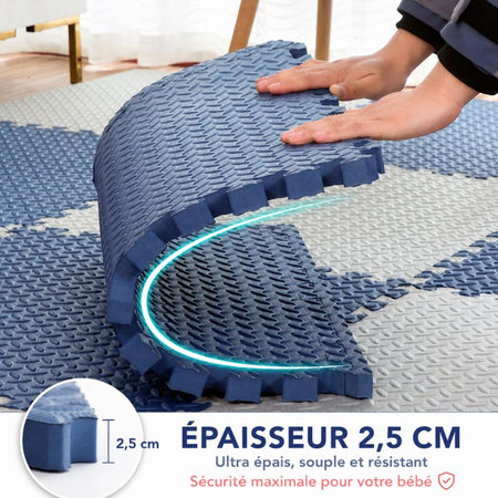 Tapis puzzle SoftFloor d'une épaisseur de 2,5 cm, ultra épais, souple et résistant pour la sécurité de bébé - Bébé Lova