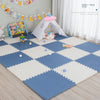Aire de jeux pour enfant équipée d'un tapis puzzle EVA bleu et blanc avec tente et jouets - Bébé Lova