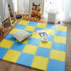 Tapis puzzle EVA bleu ciel et jaune offrant une zone de jeu colorée et confortable - Bébé Lova