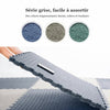 Dalle de tapis puzzle EVA gris et blanc avec présentation des coloris disponibles et structure modulable - Bébé Lova