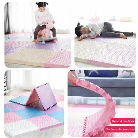 Différentes utilisations du tapis puzzle EVA pour jouer, se reposer ou construire des formes - Bébé Lova