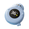 Thermomètre de bain bébé en forme de phoque bleu vu de trois-quarts affichant 36°C - Bébé Lova