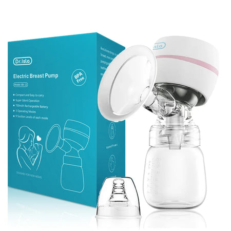 Tire-lait électrique rose avec boîte de rangement et tétine pour biberon - Bébé Lova