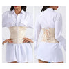 Modèle portant le corset GothicShape beige vue avant et arrière - Bébé Lova