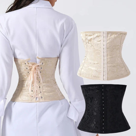 Corset GothicShape coloris beige et noir vue arrière lacets - Bébé Lova