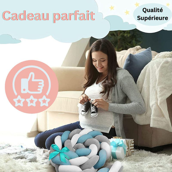 Cadeau naissance femme enceinte tour de lit tressé bleu ShareTour - Bébé Lova