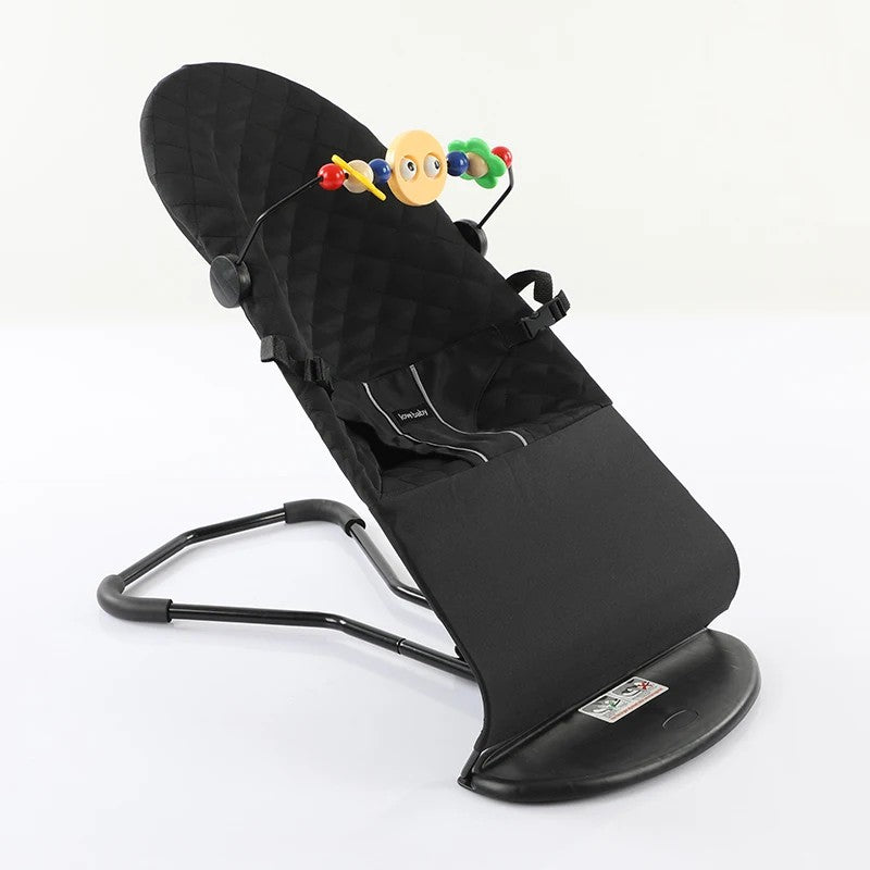 Transat balancelle bébé noir avec arche de jeux et structure pliable - Bébé Lova