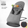 Version coton gris du transat bébé BabyRock avec fonction musicale intégrée - Bébé Lova