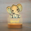 Veilleuse personnalisable prénom éléphant bleu pastel avec prénom David illuminé en acrylique - Bébé Lova