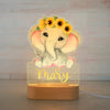 Veilleuse personnalisable prénom éléphant avec couronne de tournesols et prénom Mary lumineux - Bébé Lova