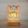 Veilleuse personnalisable prénom éléphant cartoon avec nœud papillon et prénom William lumineux - Bébé Lova