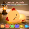 Veilleuse chat avec éclairage multicolore tactile et mode lumière RGB pour enfant - Bébé Lova