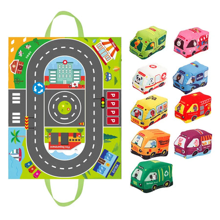 ensemble complet de voitures Montessori souples colorées avec différents modèles éducatifs - Bébé Lova